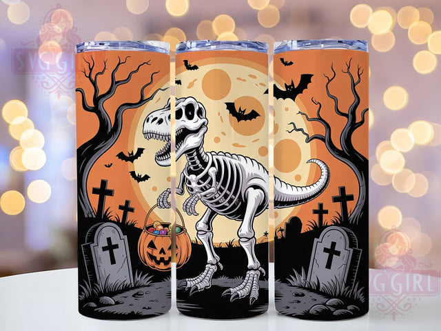 Spooky Saurus Halloween Dino Tumbler, Dinosaur Skeleton, Halloween Wrap, 20Oz Tumbler, Sublimation Design, Scary Dino, Jurassic Theme Sublimation SvggirlplusArt 