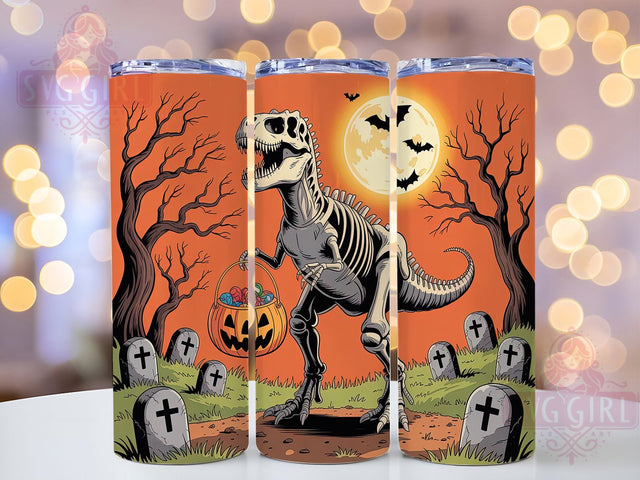 Spooky Saurus Halloween Dino Tumbler, Dinosaur Skeleton, Halloween Wrap, 20Oz Tumbler, Sublimation Design, Scary Dino, Jurassic Theme Sublimation SvggirlplusArt 