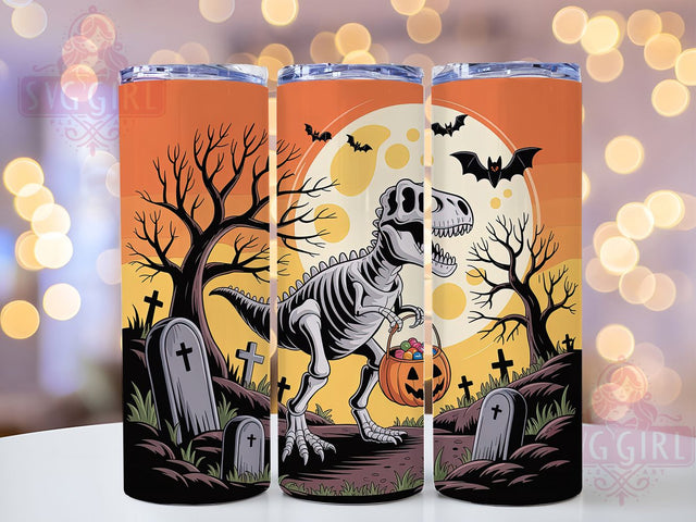 Spooky Saurus Halloween Dino Tumbler, Dinosaur Skeleton, Halloween Wrap, 20Oz Tumbler, Sublimation Design, Scary Dino, Jurassic Theme Sublimation SvggirlplusArt 