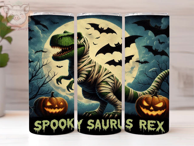 Spooky Saurus Rex 20oz Tumbler Png, Straight & Tapered Tumbler Png, Halloween Dinosaur Tumbler Png, Digital Download PNG Sublimation Lara' s Designs 