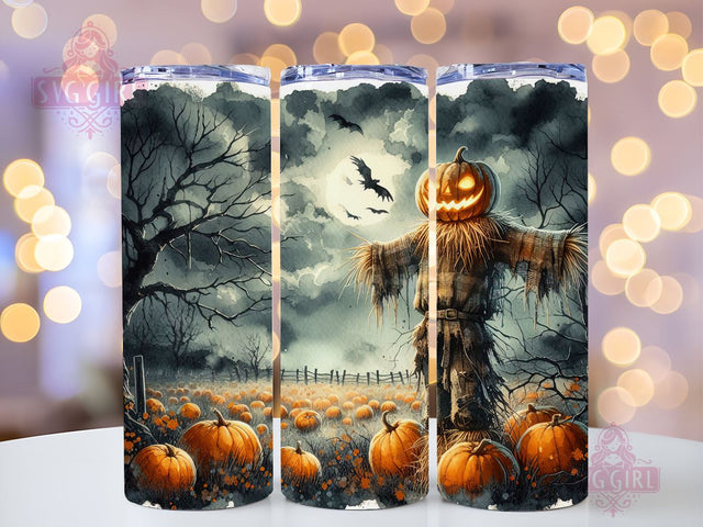Spooky Scarecrow 20oz Tumbler Wrap Sublimation Design, Straight Tapered Tumbler Wrap, Spooky Pumpkins Tumbler Png, Instant Digital Download Sublimation SvggirlplusArt 