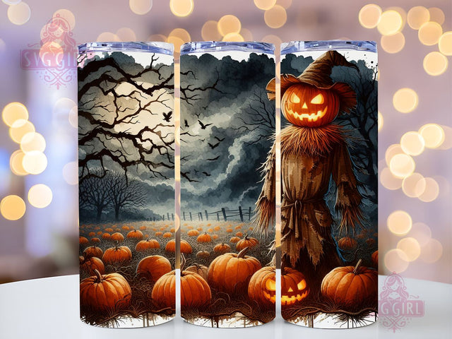 Spooky Scarecrow 20oz Tumbler Wrap Sublimation Design, Straight Tapered Tumbler Wrap, Spooky Pumpkins Tumbler Png, Instant Digital Download Sublimation SvggirlplusArt 