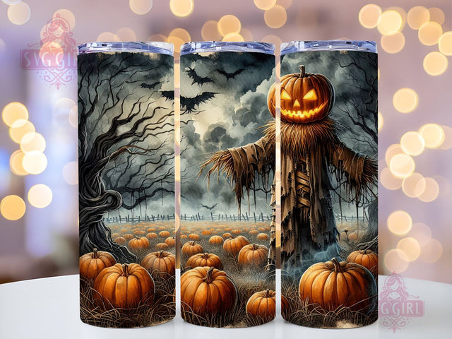 Spooky Scarecrow 20oz Tumbler Wrap Sublimation Design, Straight Tapered Tumbler Wrap, Spooky Pumpkins Tumbler Png, Instant Digital Download Sublimation SvggirlplusArt 