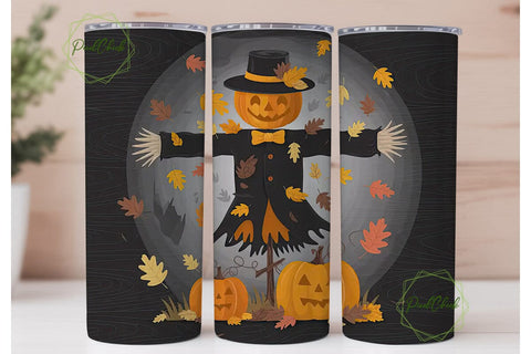 Spooky Scarecrow 20oz Tumbler Wrap Sublimation PixelChick 
