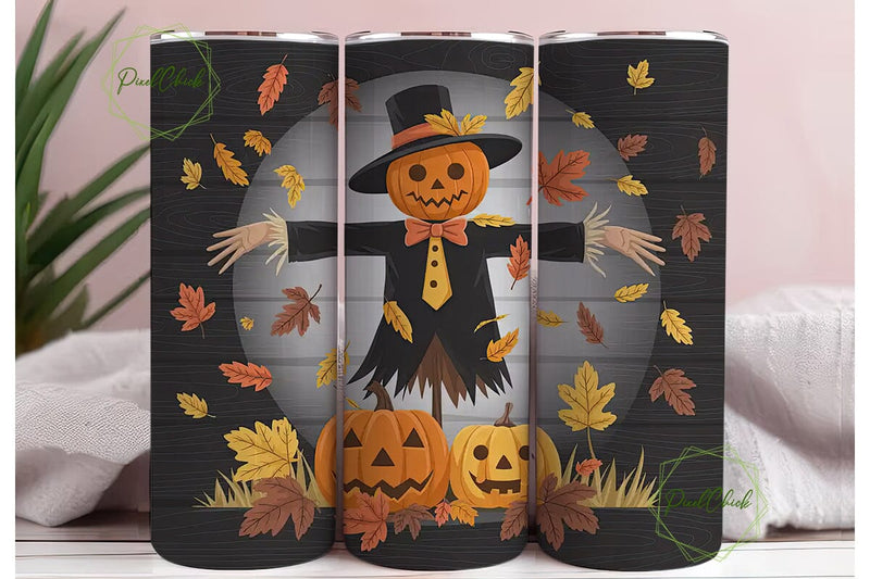 Spooky Scarecrow 20oz Tumbler Wrap Sublimation PixelChick 