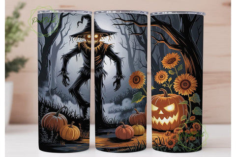 Spooky Scarecrow Jack-o-Lantern Tumbler Sublimation PixelChick 