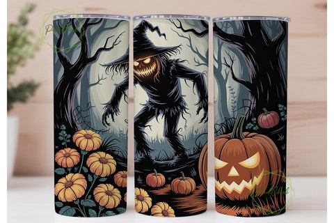 Spooky Scarecrow Jack-o-Lantern Tumbler Sublimation PixelChick 