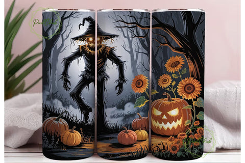 Spooky Scarecrow Jack-o-Lantern Tumbler Sublimation PixelChick 