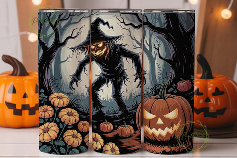 Spooky Scarecrow Jack-o-Lantern Tumbler Sublimation PixelChick 