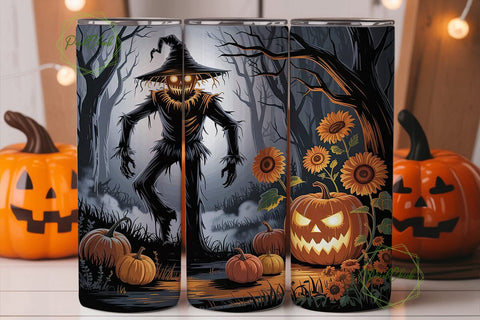 Spooky Scarecrow Jack-o-Lantern Tumbler Sublimation PixelChick 