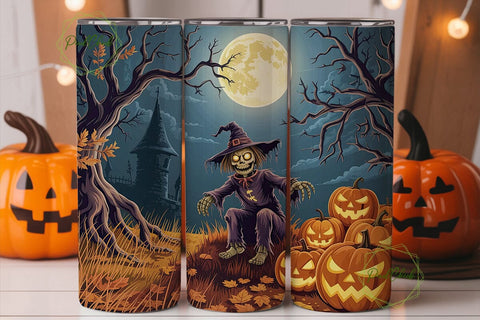 Spooky Scarecrow Moonlit 20oz Tumbler Sublimation PixelChick 
