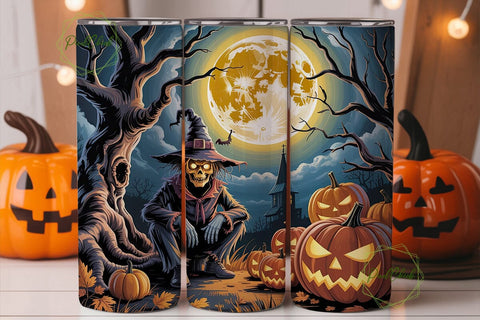 Spooky Scarecrow Moonlit 20oz Tumbler Sublimation PixelChick 