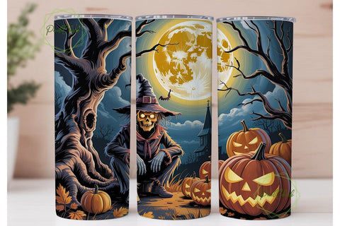 Spooky Scarecrow Moonlit 20oz Tumbler Sublimation PixelChick 