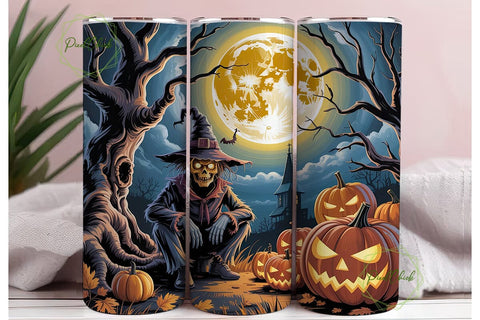 Spooky Scarecrow Moonlit 20oz Tumbler Sublimation PixelChick 