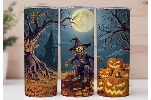 Spooky Scarecrow Moonlit 20oz Tumbler Sublimation PixelChick 