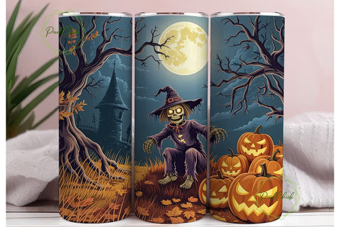 Spooky Scarecrow Moonlit 20oz Tumbler Sublimation PixelChick 