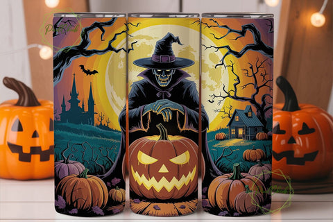 Spooky Scarecrow Pumpkin 20oz Tumbler Sublimation PixelChick 