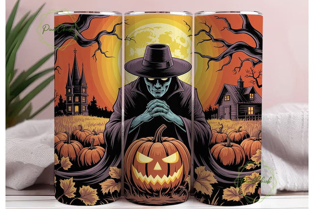 Spooky Scarecrow Pumpkin 20oz Tumbler Sublimation PixelChick 