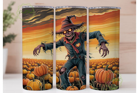 Spooky Scarecrow Pumpkin Field Design Sublimation PixelChick 