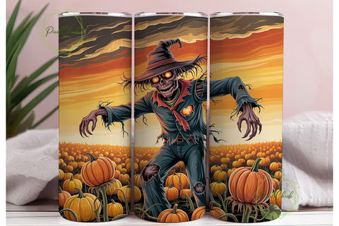 Spooky Scarecrow Pumpkin Field Design Sublimation PixelChick 