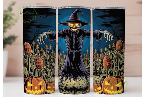 Spooky Scarecrow Pumpkin Night Tumbler Sublimation PixelChick 