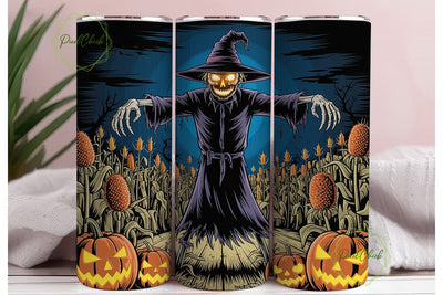 Spooky Scarecrow Pumpkin Night Tumbler Sublimation PixelChick 