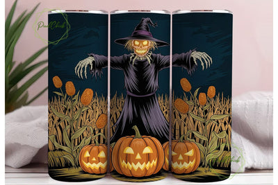 Spooky Scarecrow Pumpkin Night Tumbler Sublimation PixelChick 