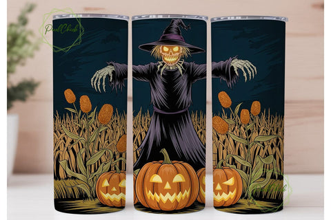 Spooky Scarecrow Pumpkin Night Tumbler Sublimation PixelChick 