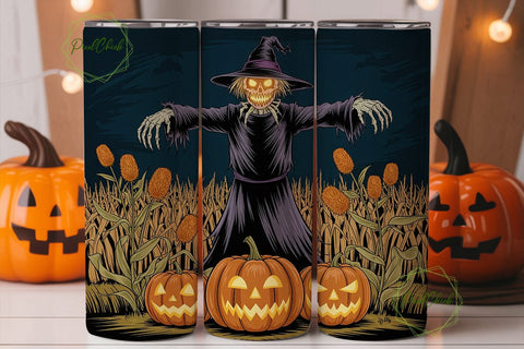 Spooky Scarecrow Pumpkin Night Tumbler Sublimation PixelChick 
