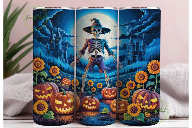 Spooky Scarecrow Pumpkin Patch Tumbler Sublimation PixelChick 
