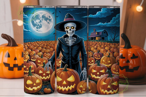 Spooky Scarecrow Pumpkin Patch Tumbler Sublimation PixelChick 