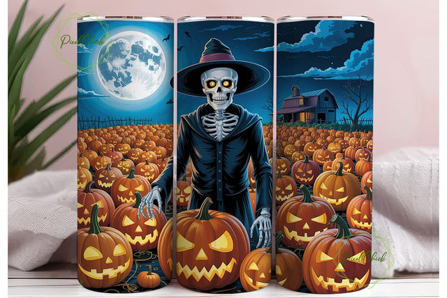 Spooky Scarecrow Pumpkin Patch Tumbler Sublimation PixelChick 