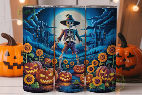 Spooky Scarecrow Pumpkin Patch Tumbler Sublimation PixelChick 
