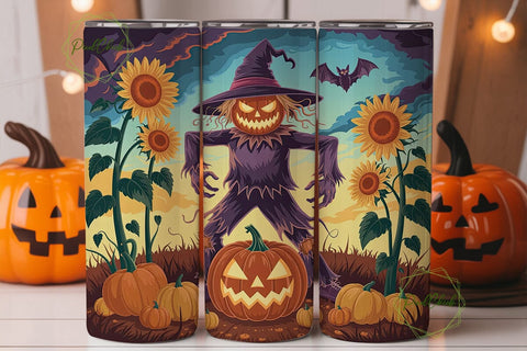 Spooky Scarecrow Pumpkin Sunflower PNG Sublimation PixelChick 