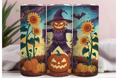 Spooky Scarecrow Pumpkin Sunflower PNG Sublimation PixelChick 