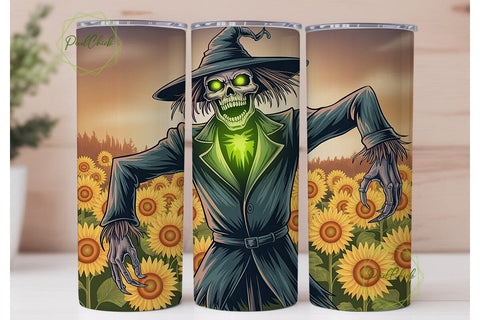 Spooky Scarecrow Sunflower 20oz Tumbler Sublimation PixelChick 