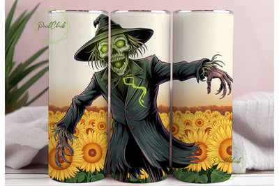 Spooky Scarecrow Sunflower 20oz Tumbler Sublimation PixelChick 
