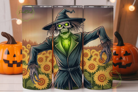 Spooky Scarecrow Sunflower 20oz Tumbler Sublimation PixelChick 