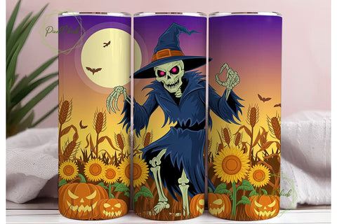 Spooky Scarecrow Sunset 20oz Tumbler Sublimation PixelChick 