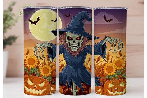 Spooky Scarecrow Sunset 20oz Tumbler Sublimation PixelChick 