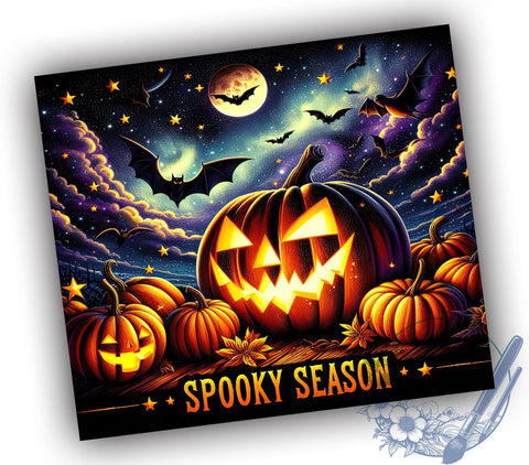 Spooky Scary Pumpkin Halloween 20oz Skinny Tumbler PNG, Spooky Season Tumbler Sublimation Wrap, Straight & Tapered Tumbler Wrap, Instant Digital Download Sublimation ToriDesigns 