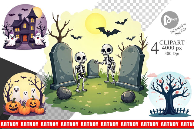 Spooky Scenes Clipart Sublimation artnoy 