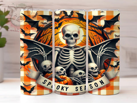 Spooky Season 20 oz Skinny Tumbler Sublimation Design, Straight & Tapered Tumbler Png, Halloween Skeleton Tumbler Png, Digital Download PNG Sublimation Lara' s Designs 