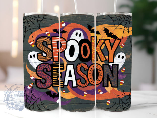 Spooky Season 20oz Skinny Tumbler, Ghost Halloween Tumbler Png, Straight & Tapered Tumbler Wrap, Instant Digital Download Sublimation ToriDesigns 