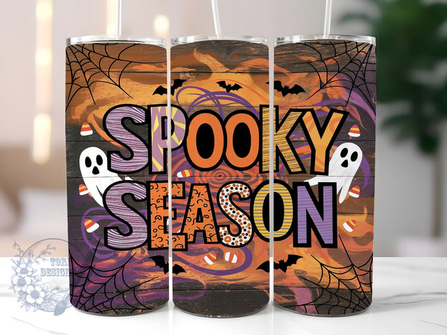 Spooky Season 20oz Skinny Tumbler, Ghost Halloween Tumbler Png, Straight & Tapered Tumbler Wrap, Instant Digital Download Sublimation ToriDesigns 