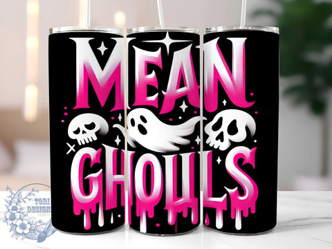 Spooky Season 20oz Skinny Tumbler, Halloween Pink Ghost Tumbler Png, Straight & Tapered Tumbler Wrap, Instant Digital Download Sublimation ToriDesigns 