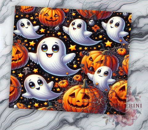 Spooky Season 20oz Tumbler Wrap PNG, Cute Ghost Tumbler PNG Sublimation Design, Straight & Tapered Tumbler Wrap, Instant Digital Download Sublimation Li Zamperini 