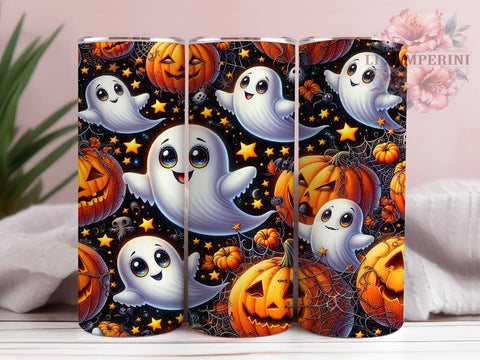 Spooky Season 20oz Tumbler Wrap PNG, Cute Ghost Tumbler PNG Sublimation Design, Straight & Tapered Tumbler Wrap, Instant Digital Download Sublimation Li Zamperini 