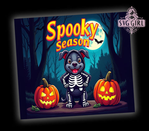 Spooky Season 20oz Tumbler Wrap Sublimation Design, Straight Tapered Tumbler Wrap, Halloween Dog Tumbler Png, Instant Digital Download Sublimation SvggirlplusArt 