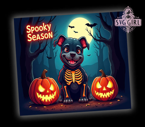 Spooky Season 20oz Tumbler Wrap Sublimation Design, Straight Tapered Tumbler Wrap, Halloween Dog Tumbler Png, Instant Digital Download Sublimation SvggirlplusArt 